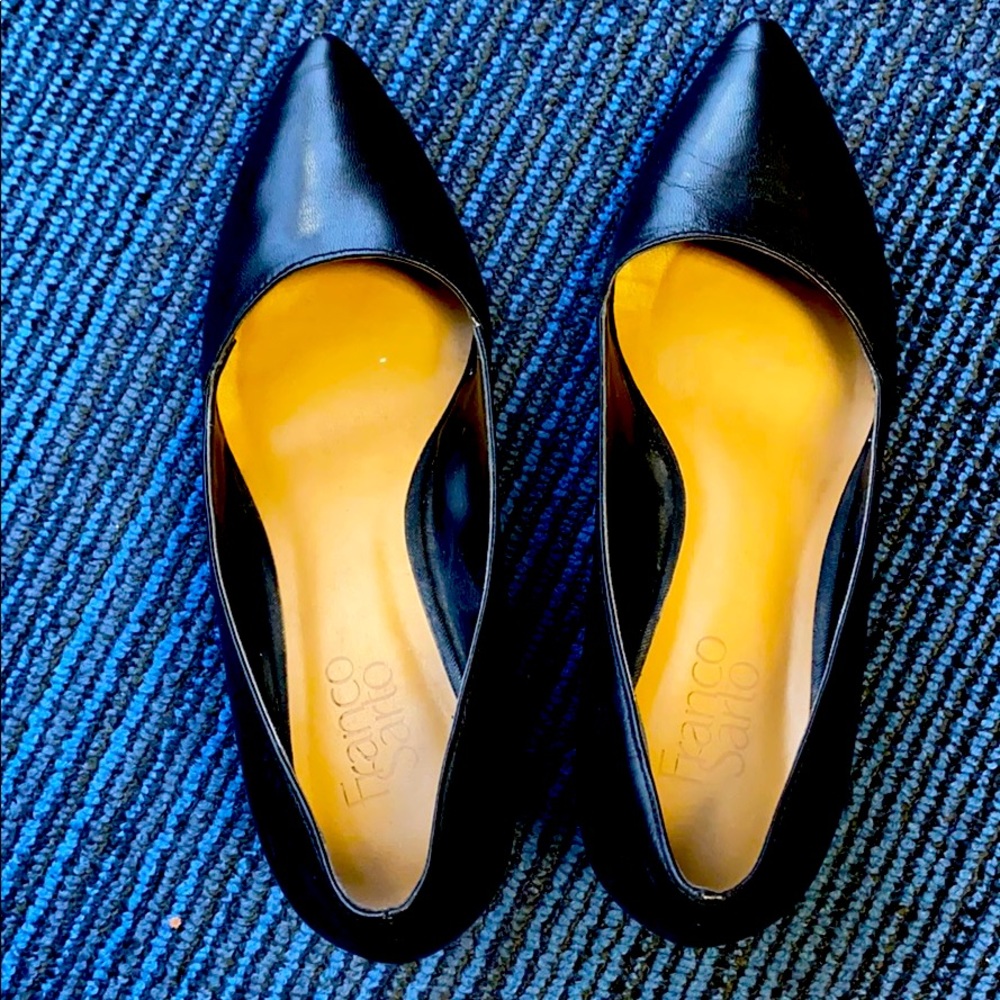 Franco sarto size 8 black leather wedge heel